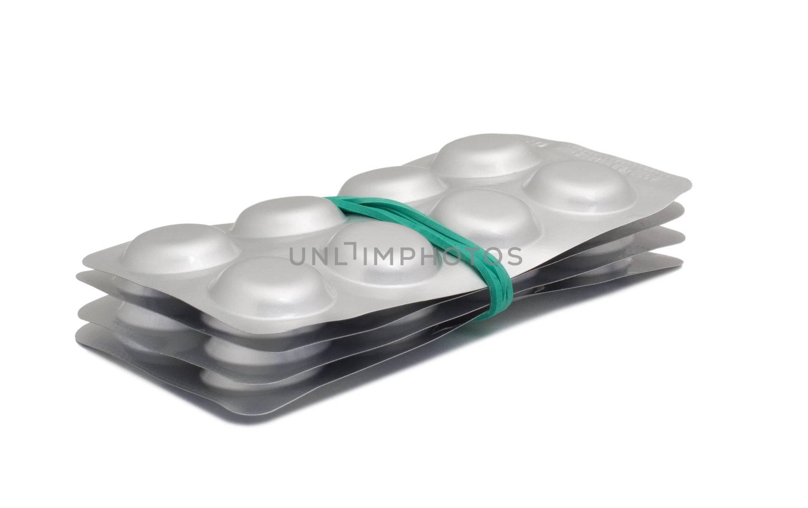antibiotic pills in a gray blister pack