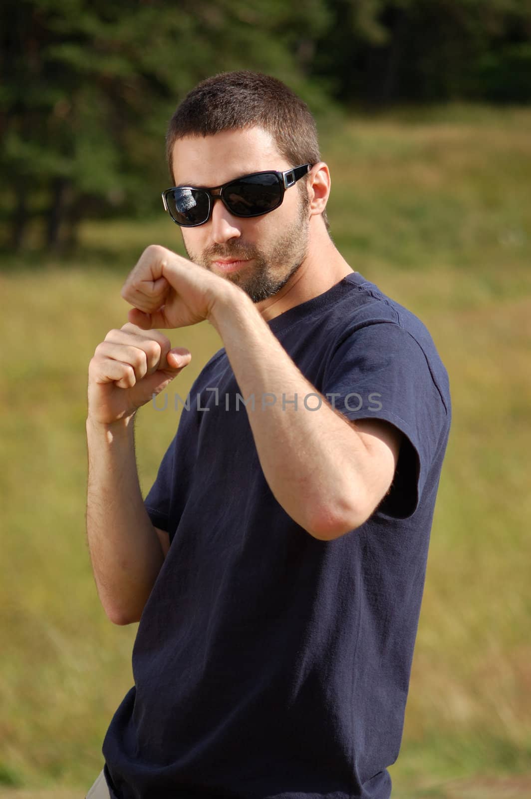 young and hard hooligan with  beard