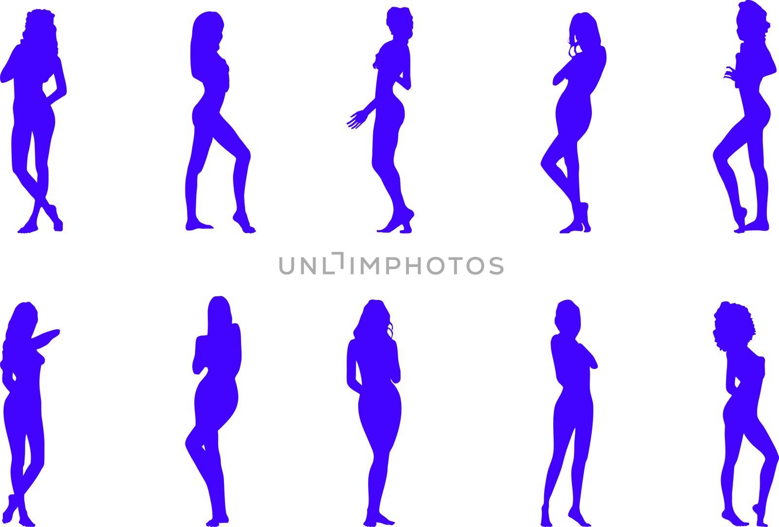 silhouettes of the naked women by likakoyn