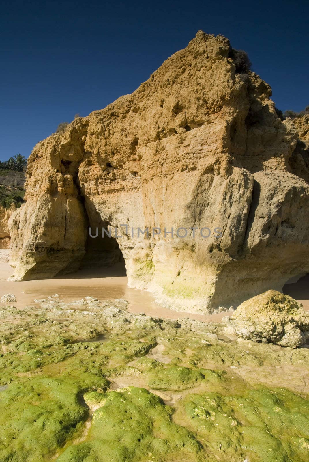 Oura Beach & cliffs in Albufeira, Portugal - portrait orientation