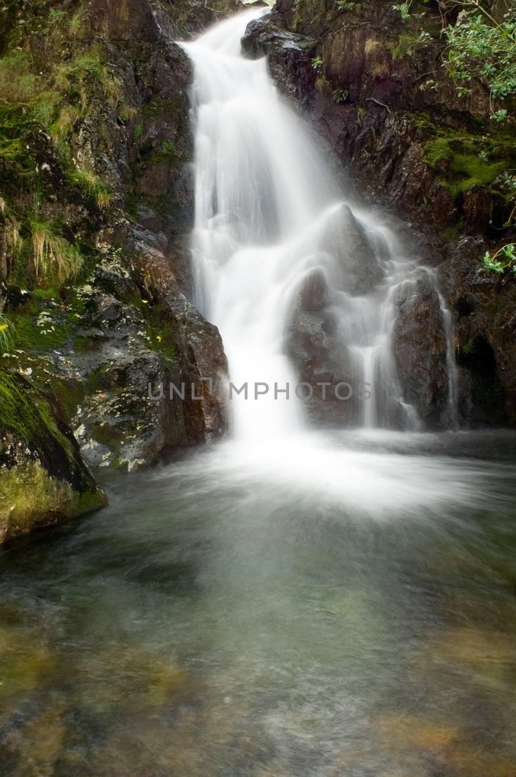 Waterfall above Craflwyn in Wales - portrait orientation