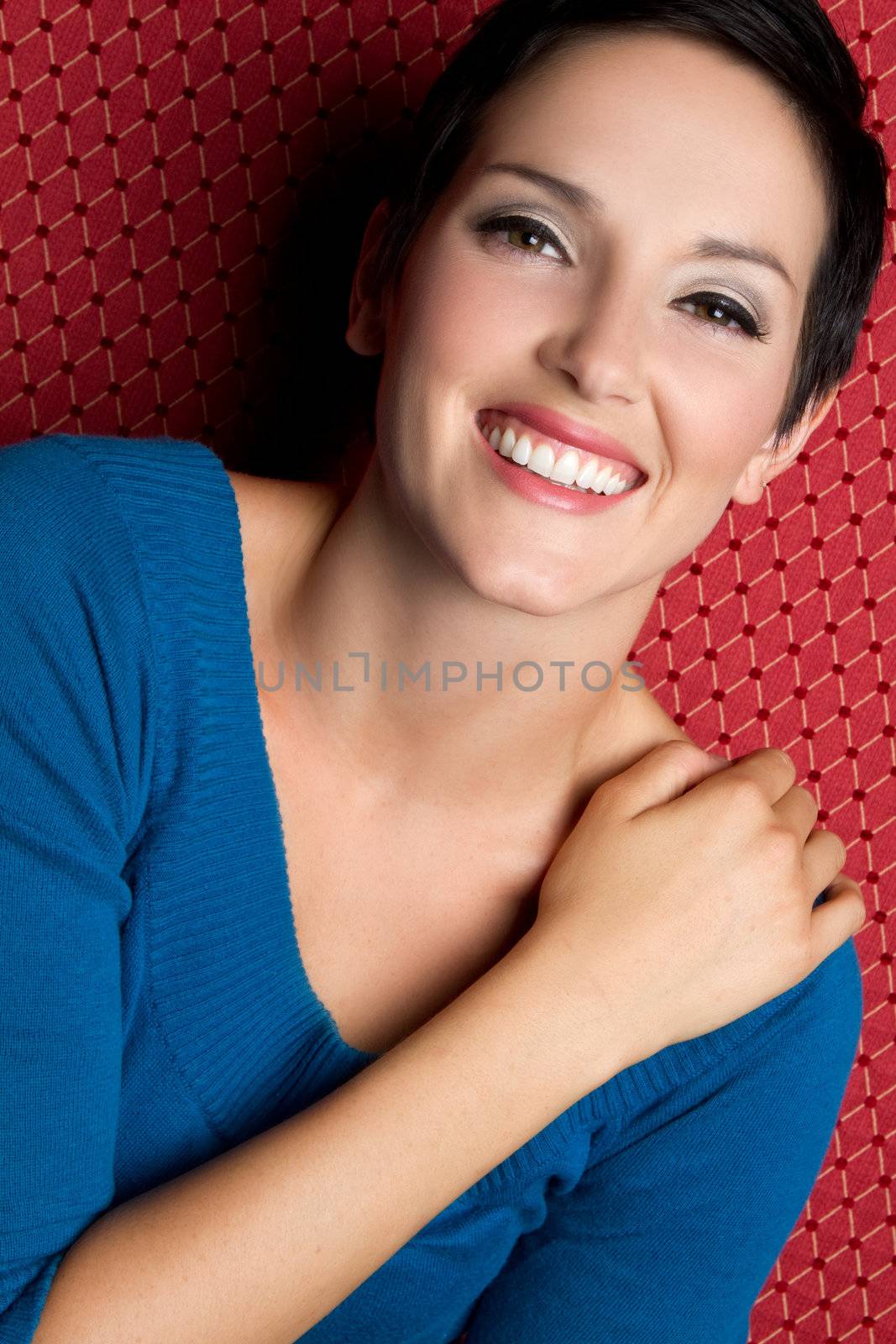 Beautiful cheerful young woman smiling