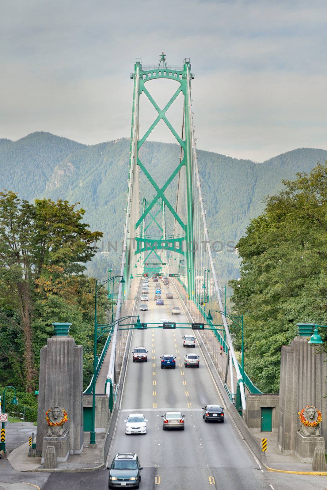 Lions Gate Bridge Entrance in Vancouver BC Canada