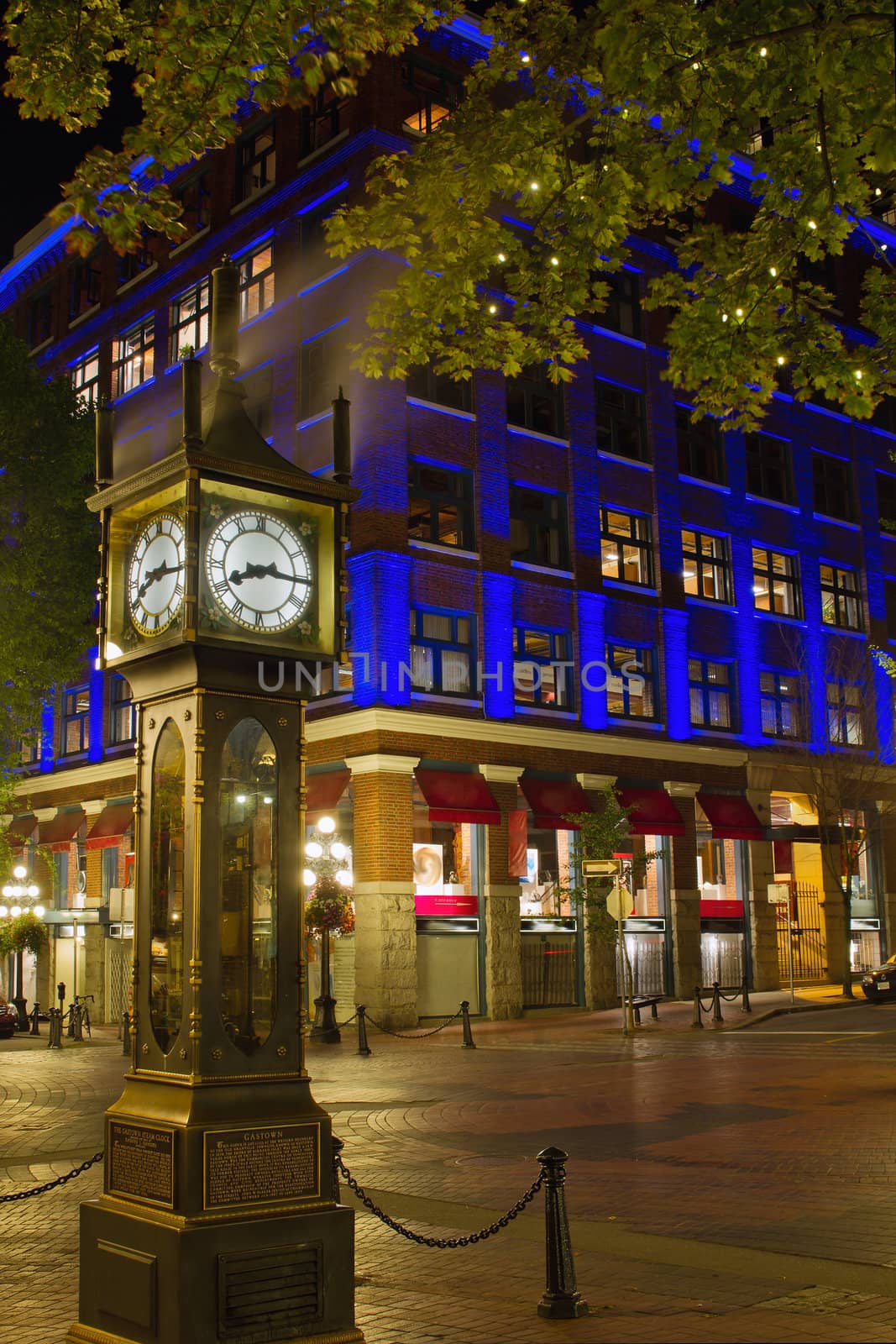 Steam Clock in Gastown Vancouver BC Canada at Night 2