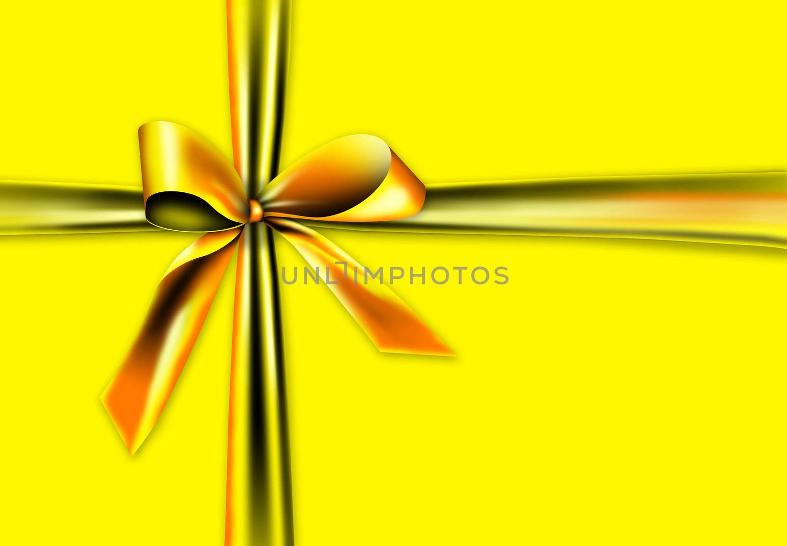 Gold ribbon on a yellow background by photochecker