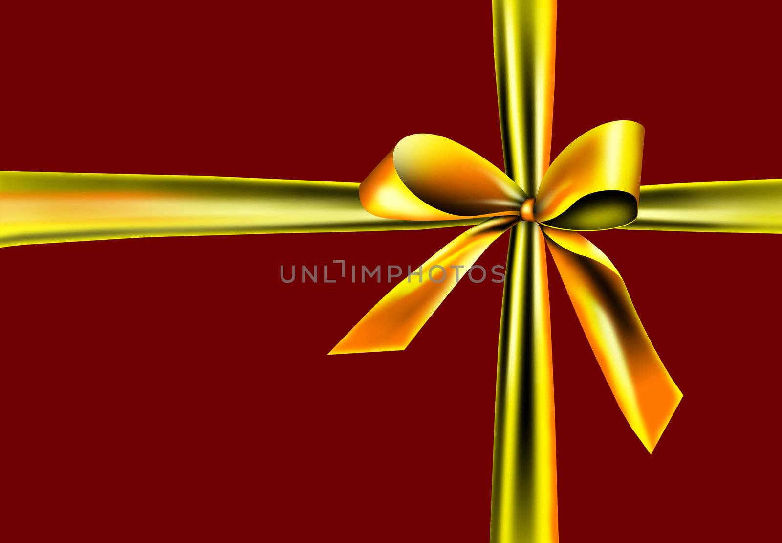 Golden ribbon on a red background by photochecker