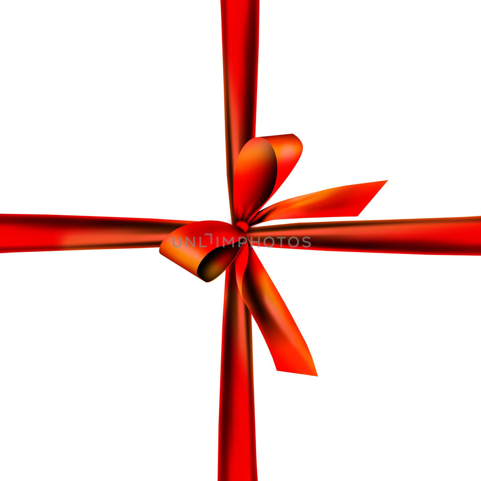 A red ribbon with a knot isolated on white