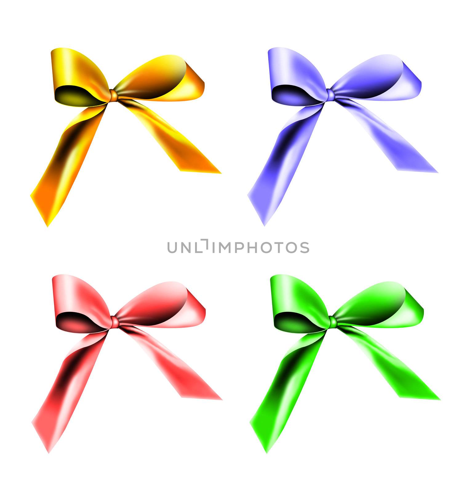 colorful ribbons with a knot isolated on white