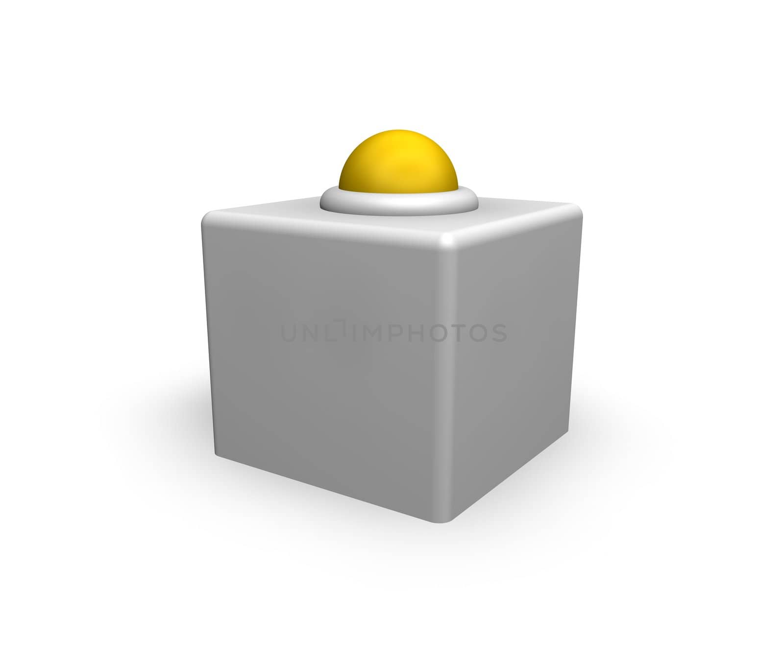 yellow alert button on white background - 3d illustration