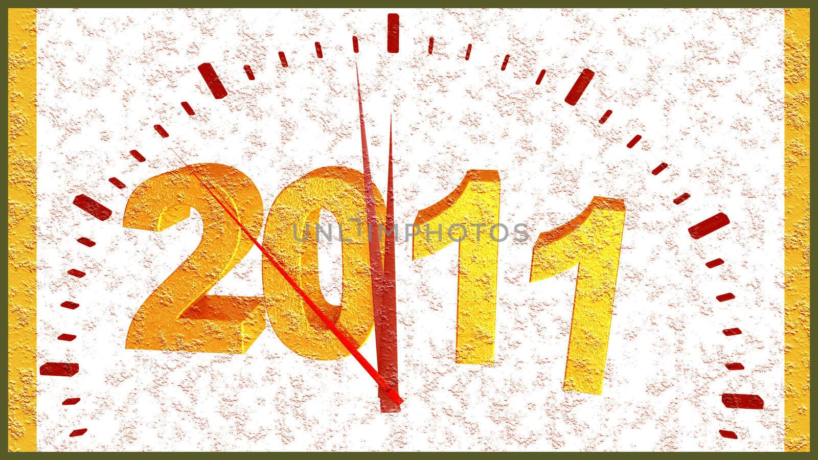 Clock -showing five minutes to twelve, and 2011 New Year!