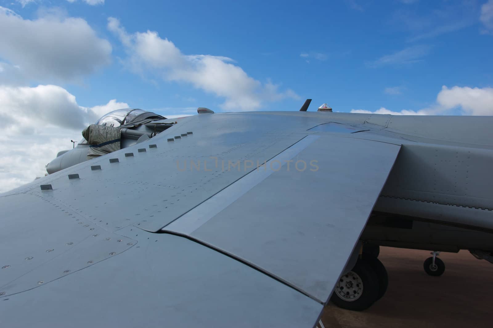 Close up of Royal Air Force Harrier Jump Jet Fighter