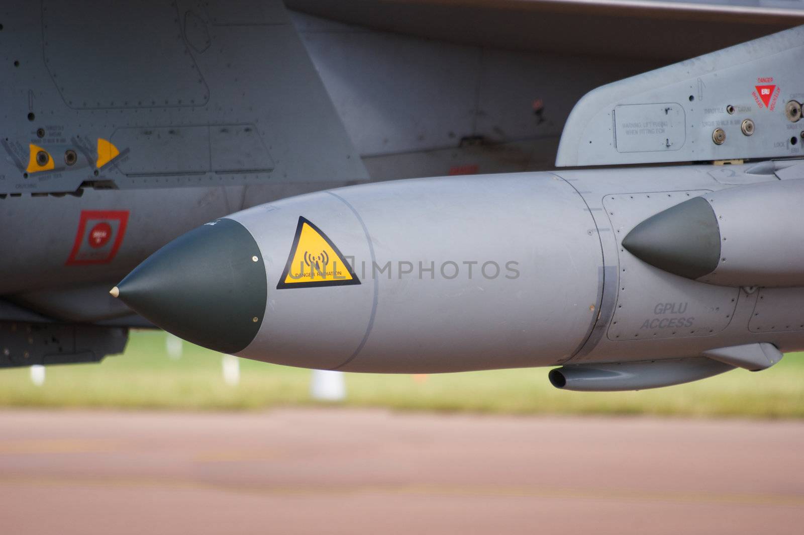 Close up of missile mounted on Tornado Jet Fighter