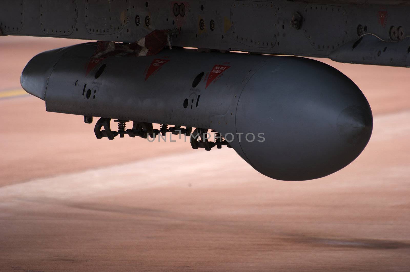 Close up of weapons pod mounted on Tornado Jet Fighter