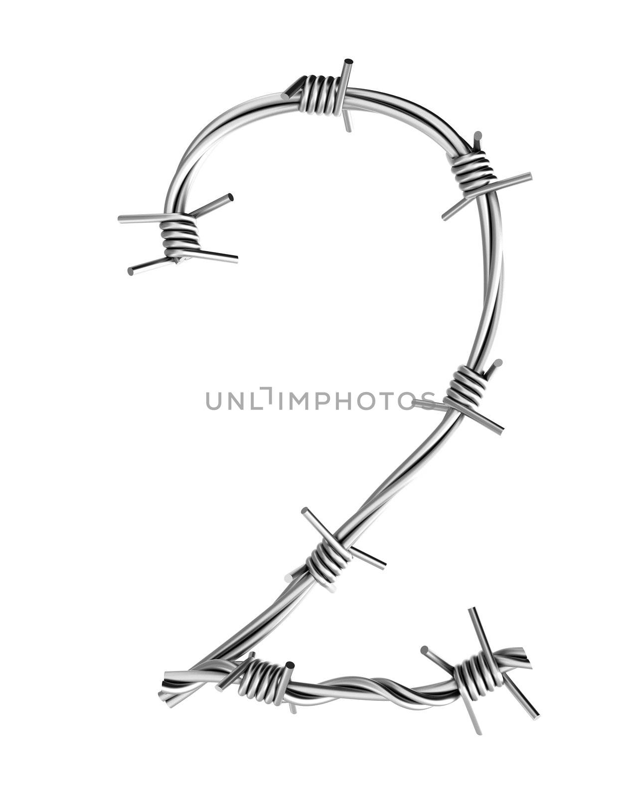 Letter made from barbed wire