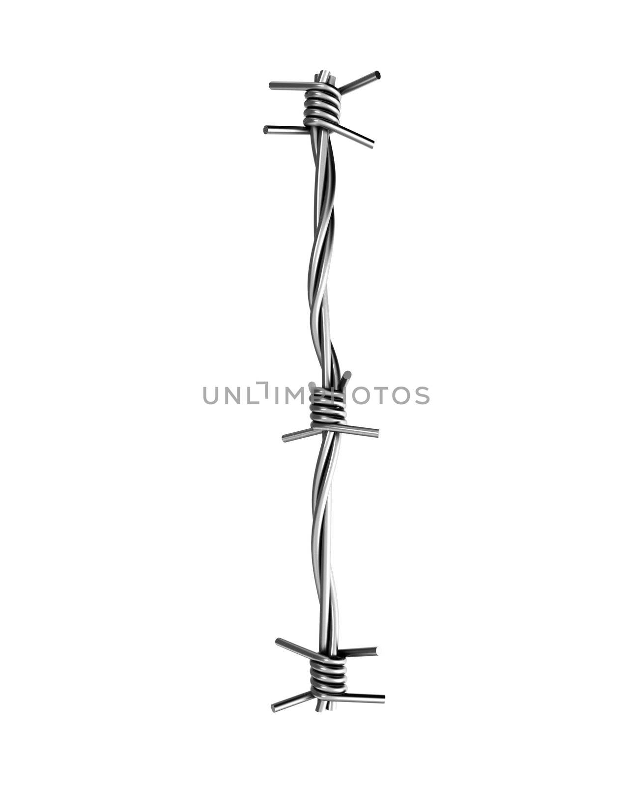 Letter I made from barbed wire