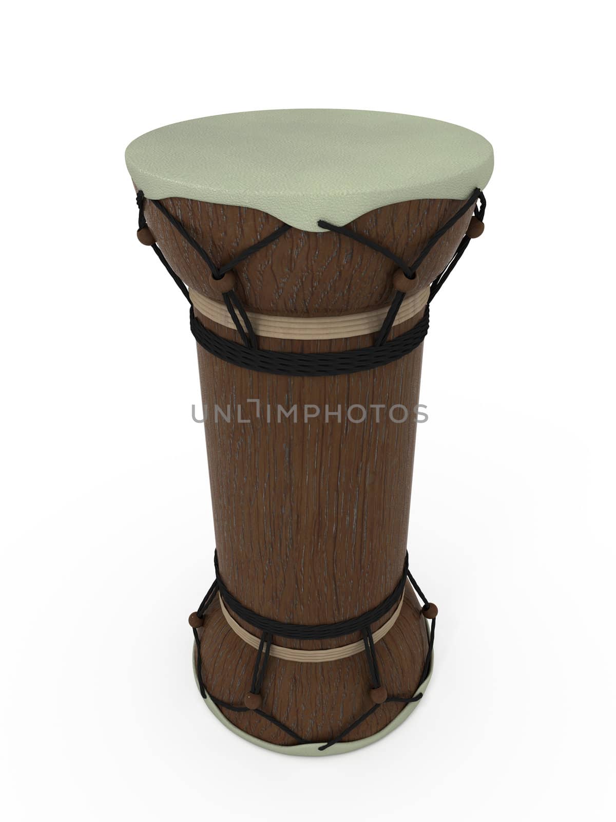 Talking drum standing isolated on white background
