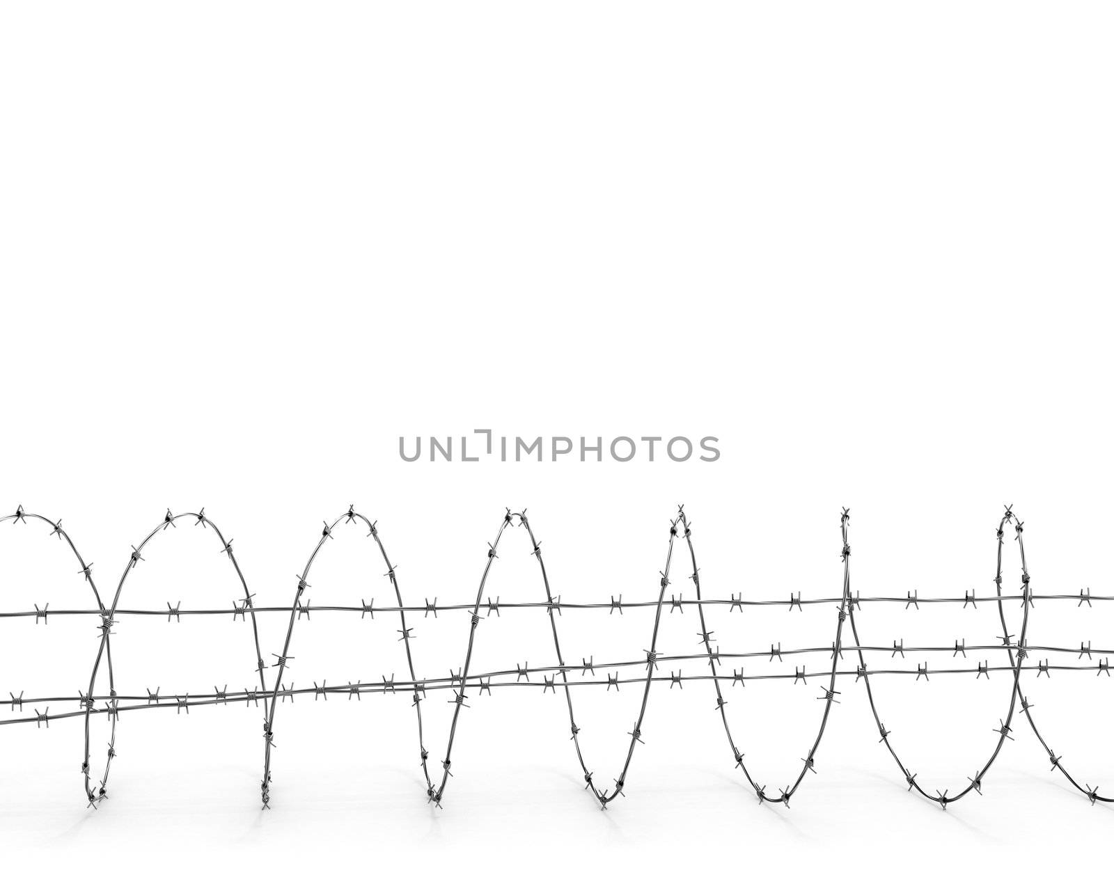Barbed wire isolated on white background side view