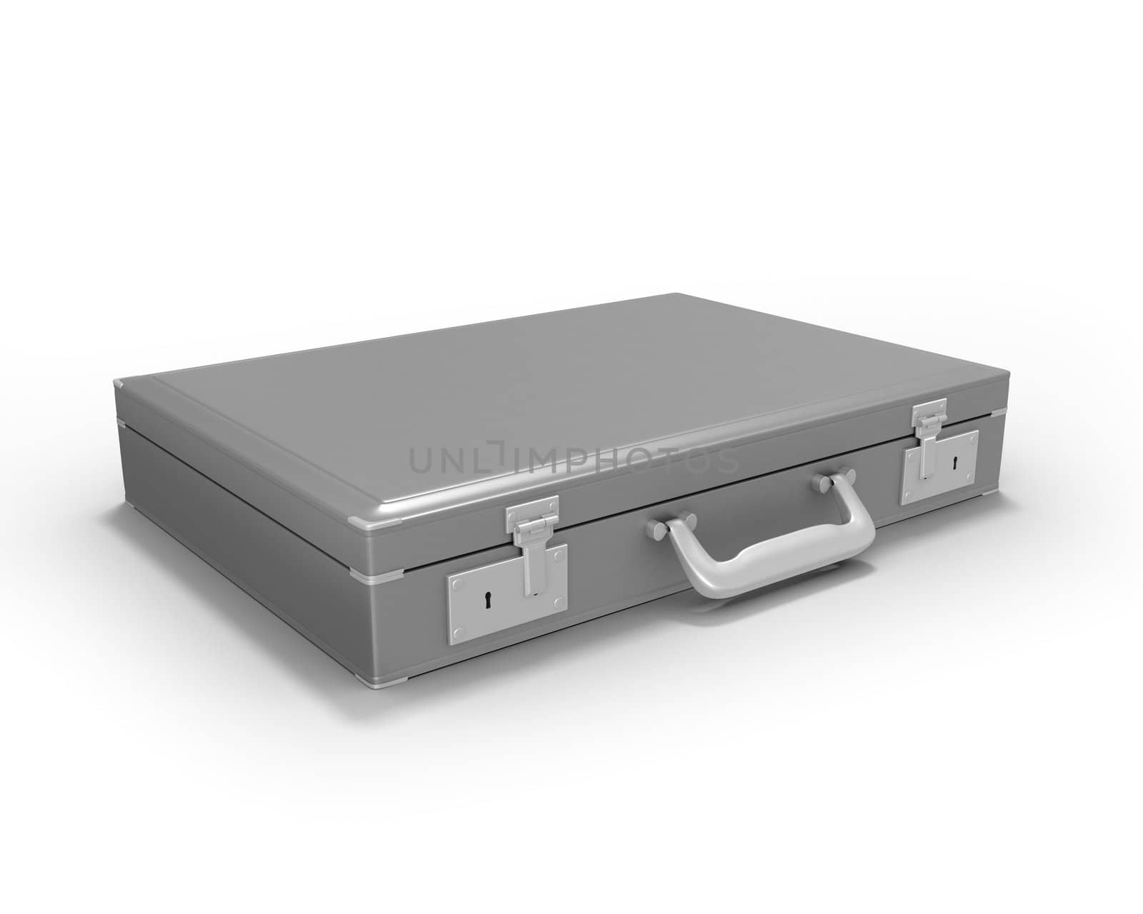 Gray briefcase isolated on white background
