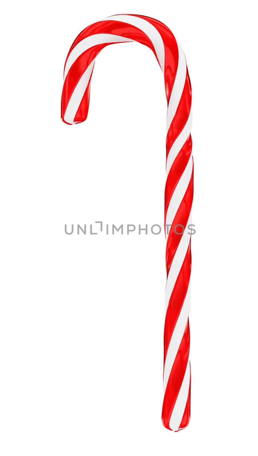 Traditional christmas candy cane isolated on white background vertical