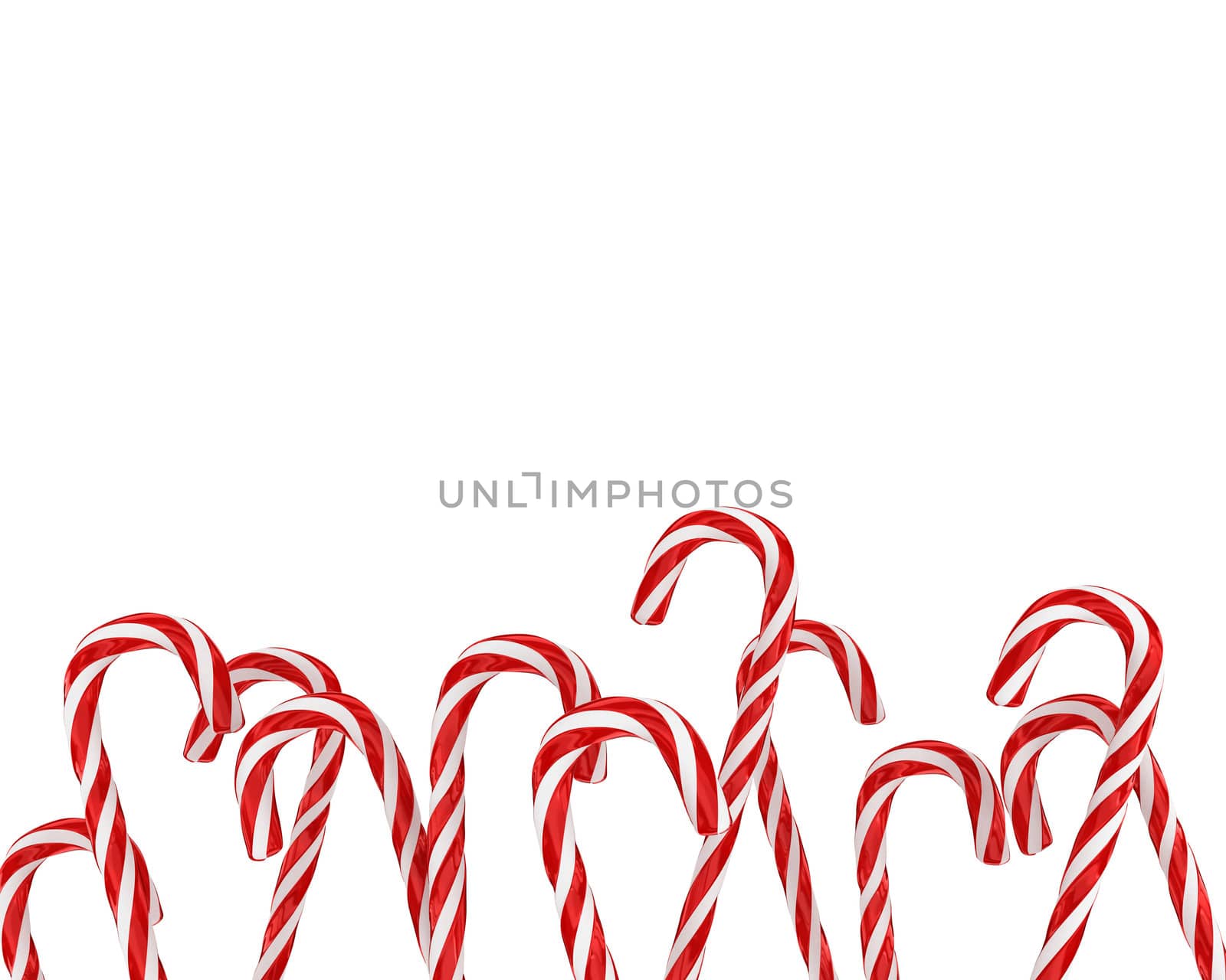 A lot of christmas candies isolated on white background