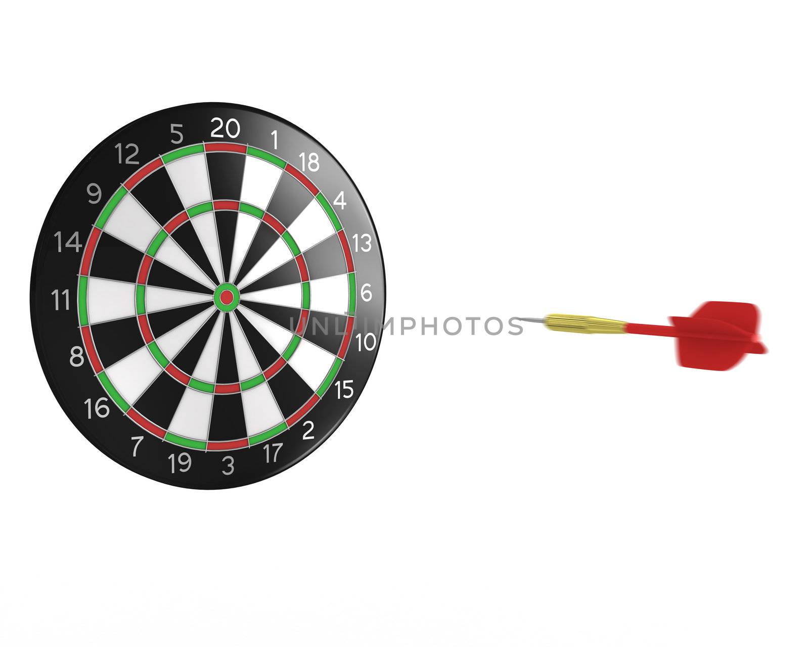 3D darts flying isolated on white background