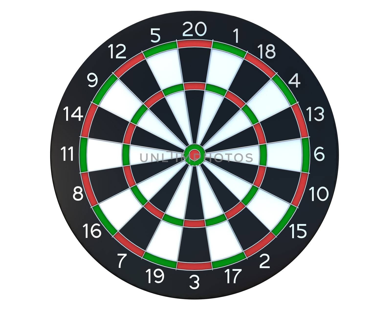 Dartboard front view isolateb on white