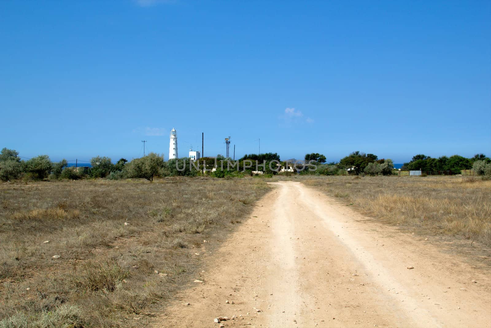 The road to the lighthouse on the Black Sea coast
