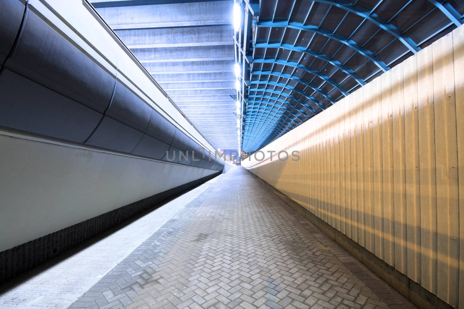 corridor of the city hall at night in hong kong