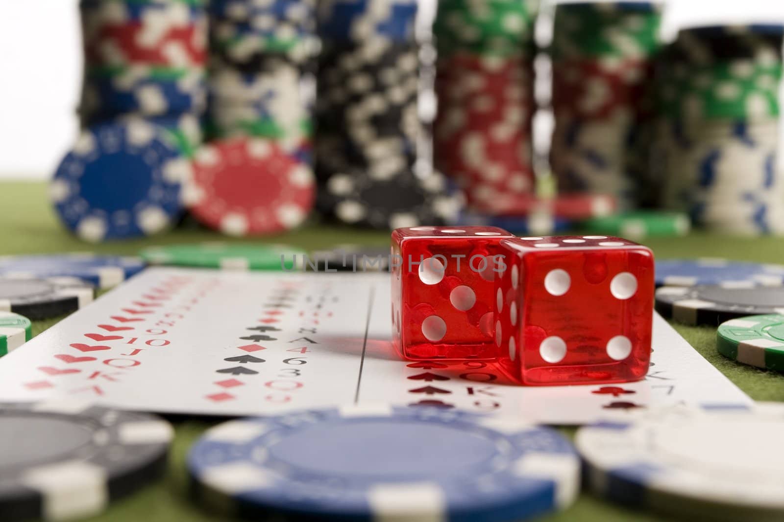 Poker cards and gambling chips