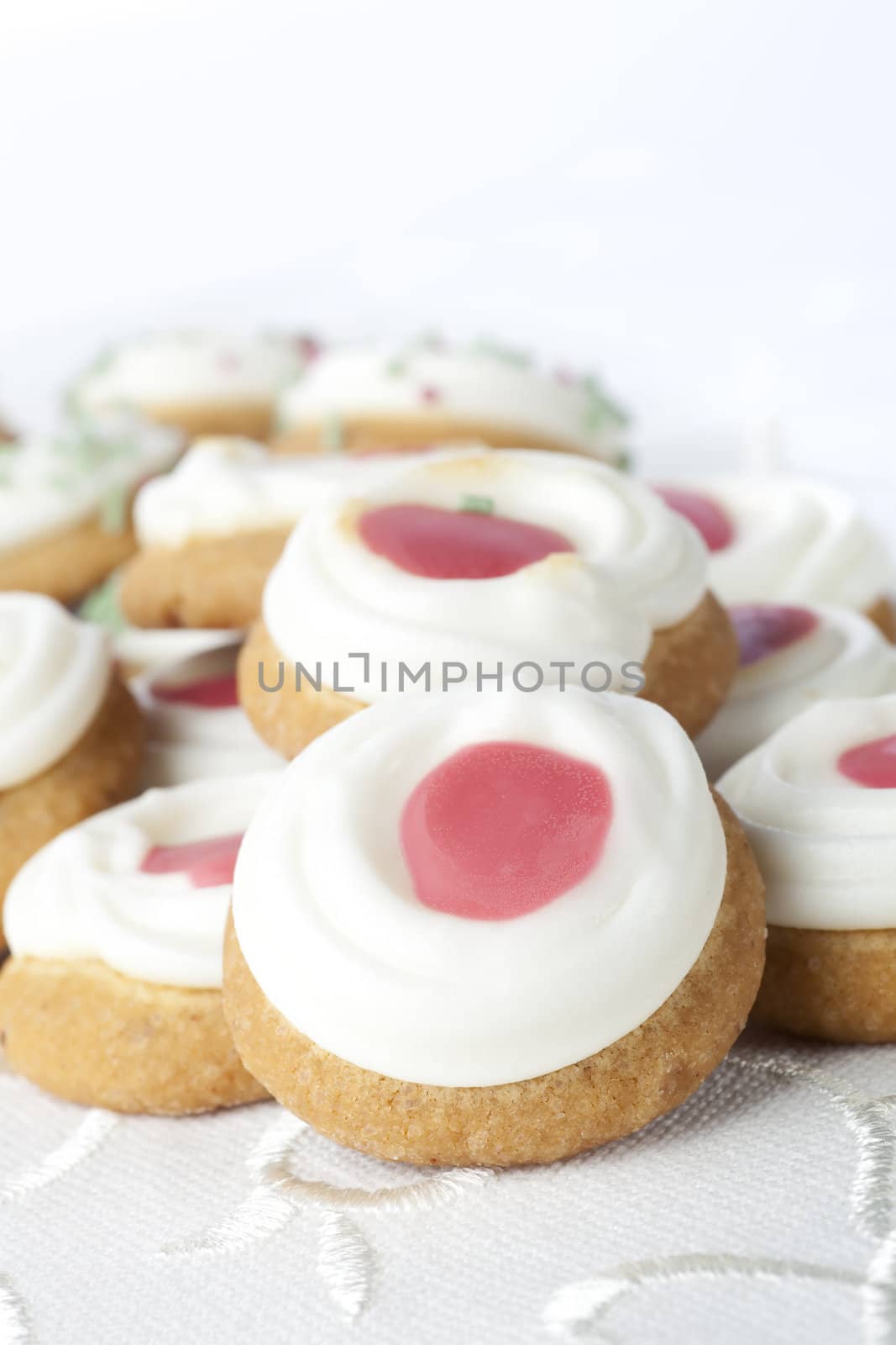 Festive cookies with frosting and decorations.