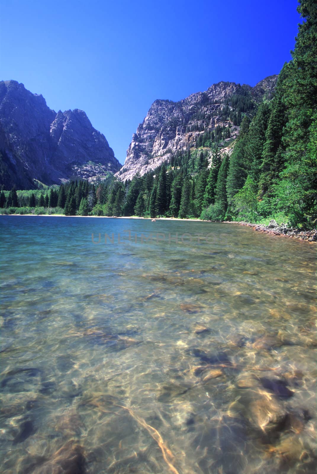 A calm day at Phelps Lake in Grand Teton National Park - Wyoming.