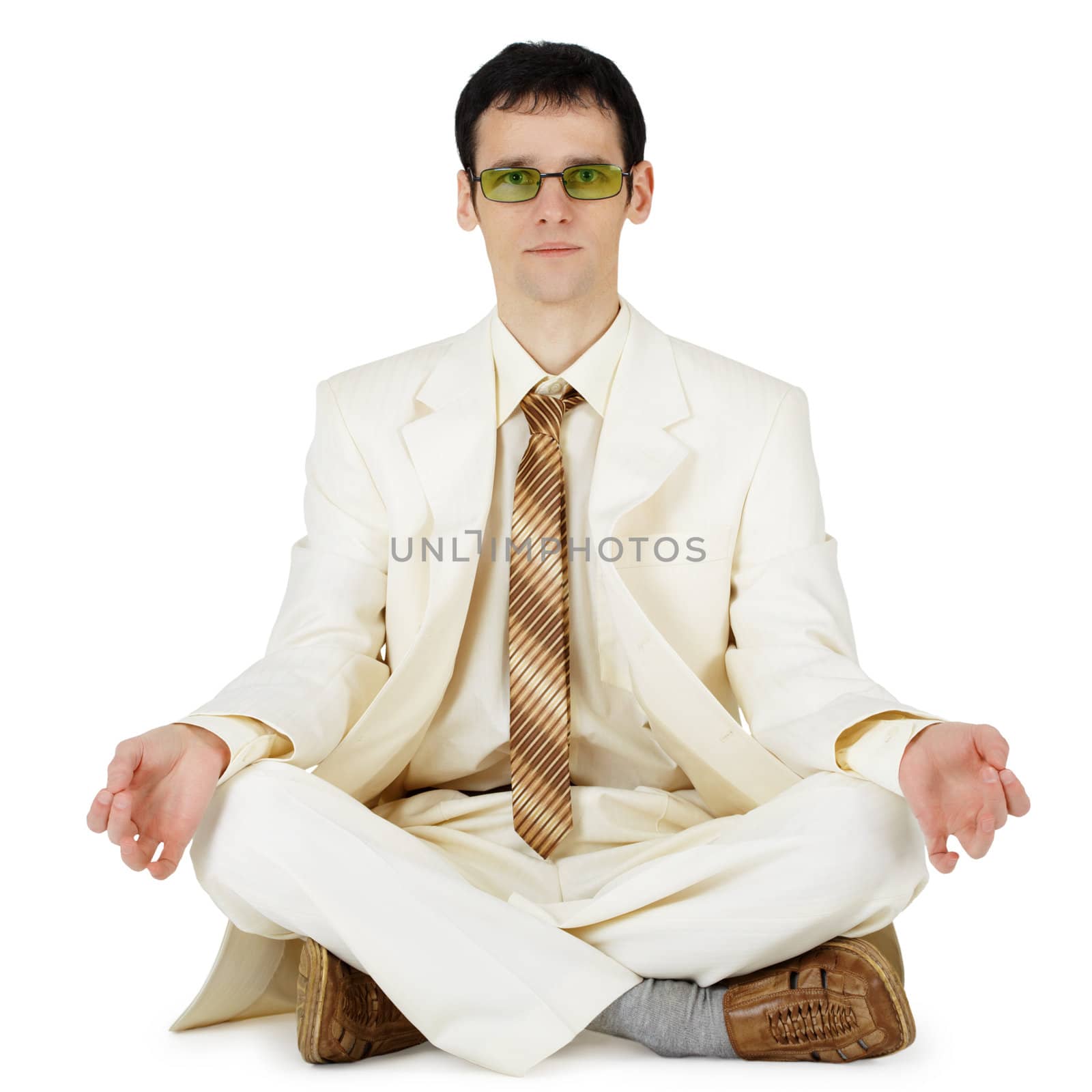 Businessman in light suit - original way relaxes by pzaxe