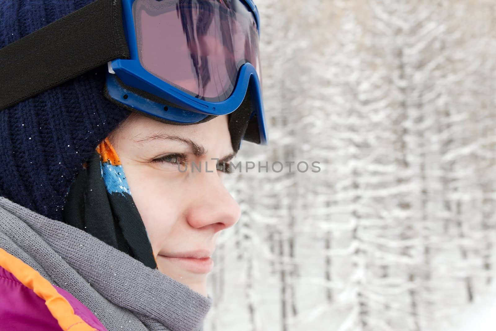 Portrait of a woman in skiing