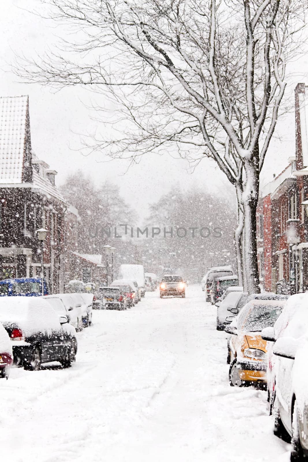 Snow in the city - Snowstorm streetview by Colette