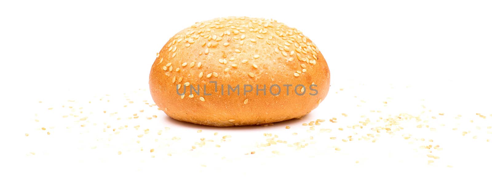 Bun with sesame isolated on the white background