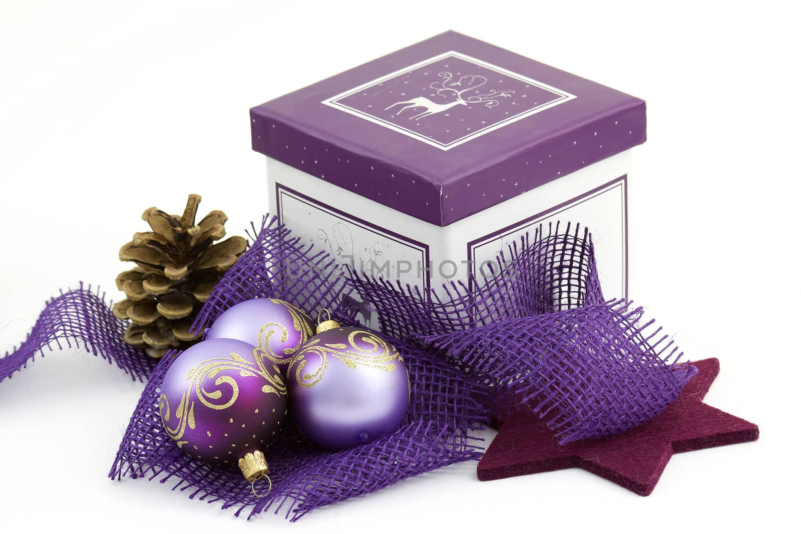christmas gift box with christmas balls 