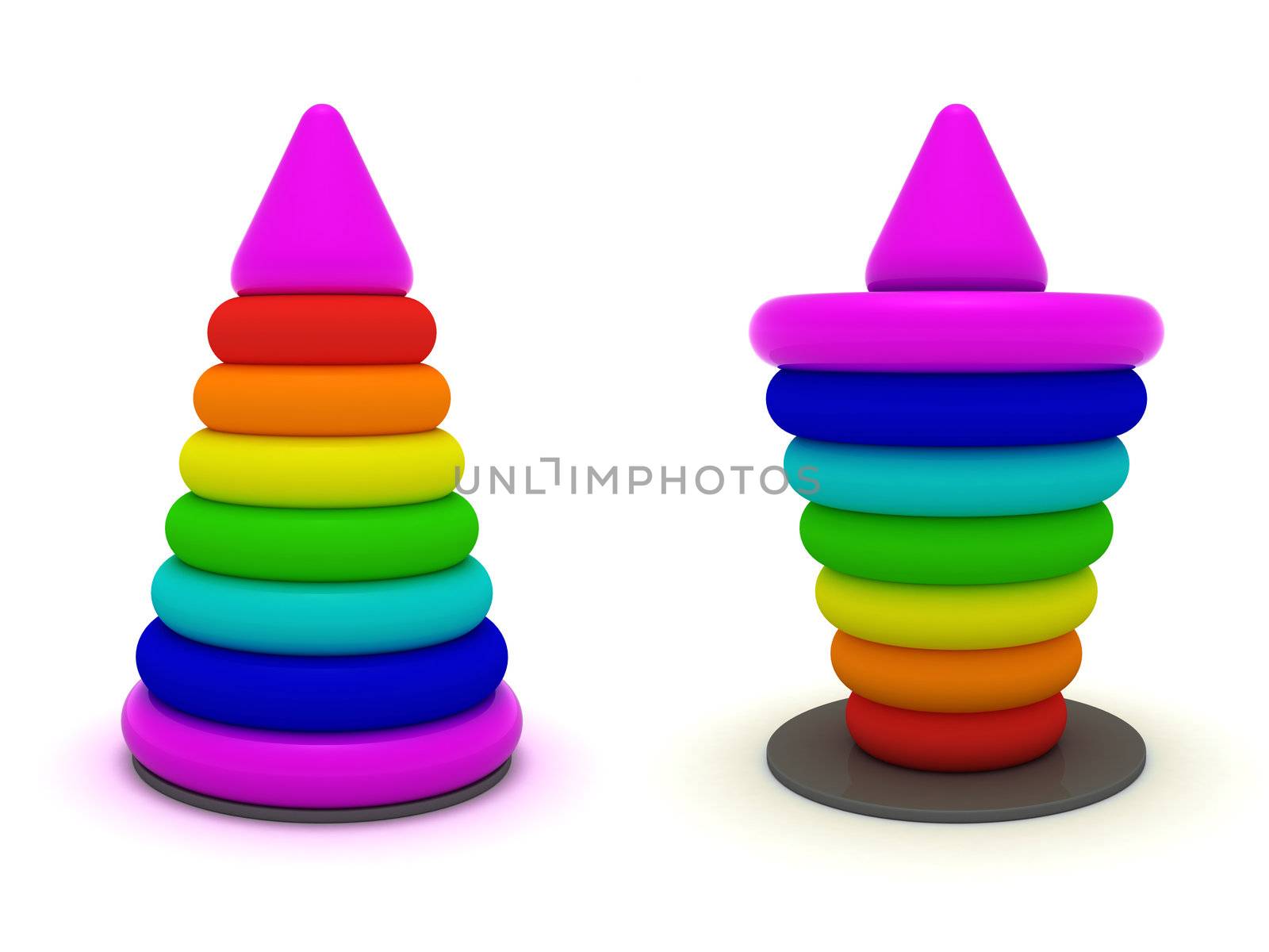 Two toy pyramids isolated on the white background