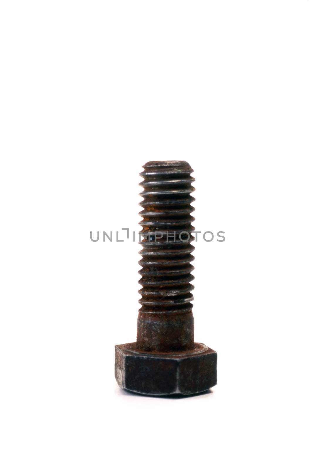 A Rusty bolt isolated on white background