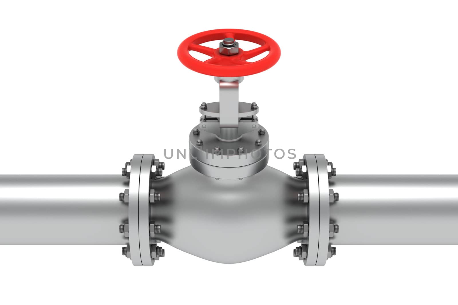 Red valve isolated on the white background