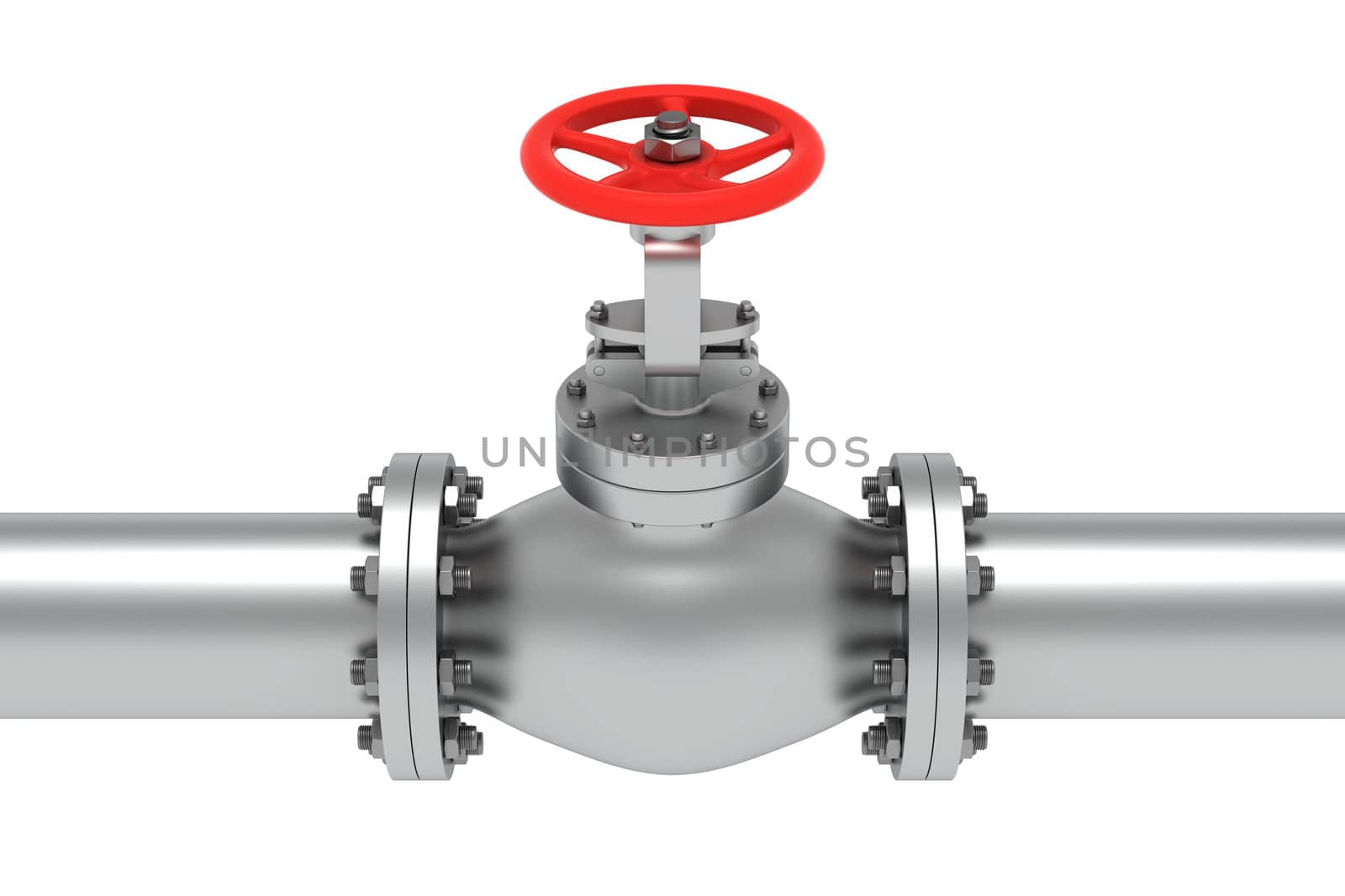 Red valve isolated on the white background