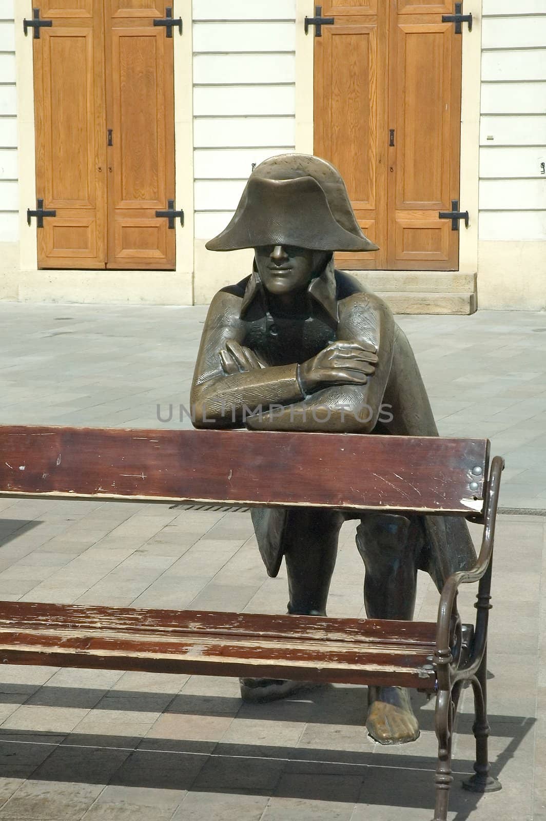 napoleon sculpture in front of french embassy in bratislava, located on main town square