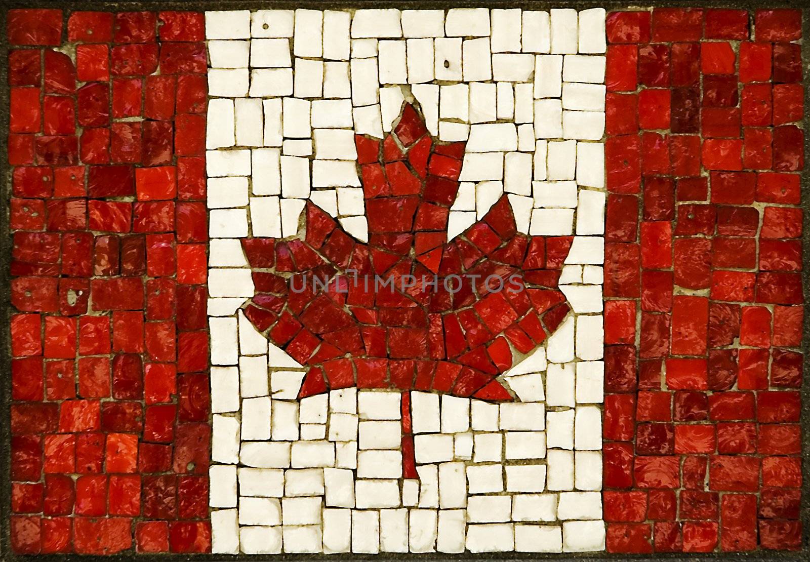 mosaic abstract canadian flag made of small blocks