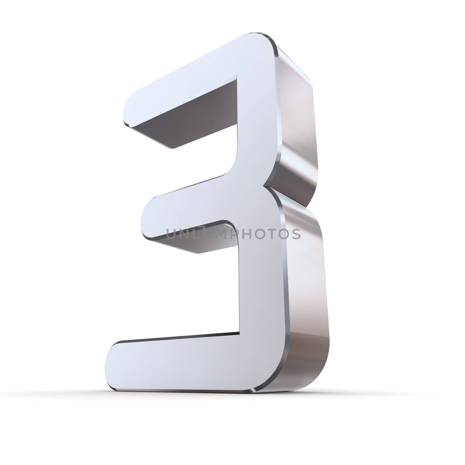 shiny 3d number 3 made of silver/chrome - OCR character look