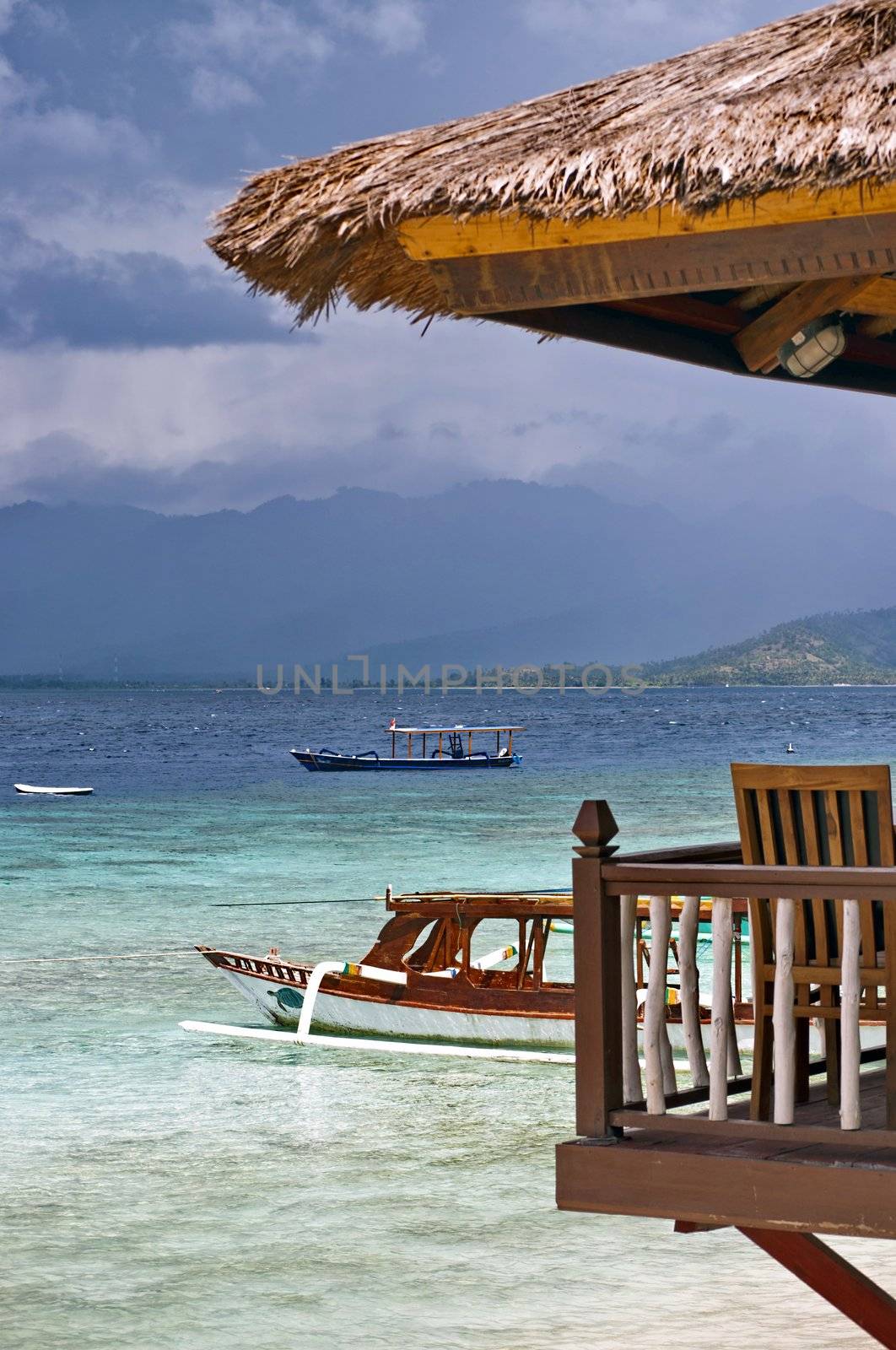 Tropical beach on the Gili Islands in Indonesia