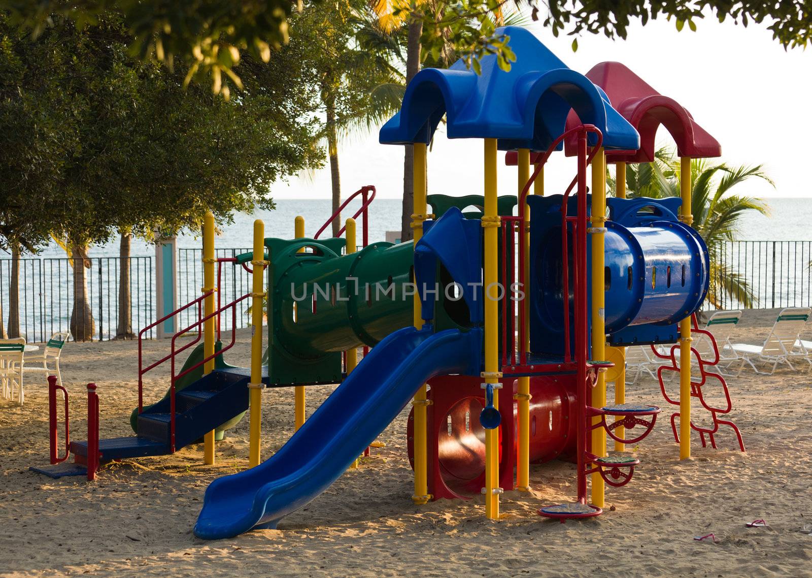 Climbing frame on sandy beach in Puerto Rico