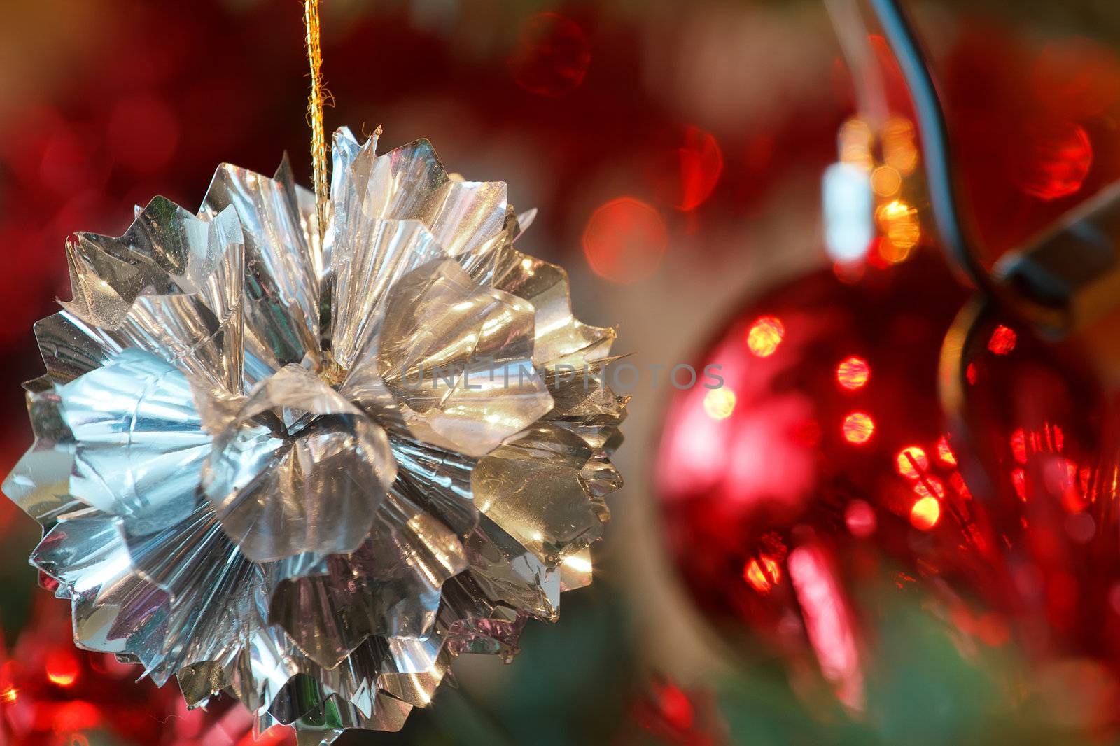 closeup detail of Christmas decoration on tree by artush
