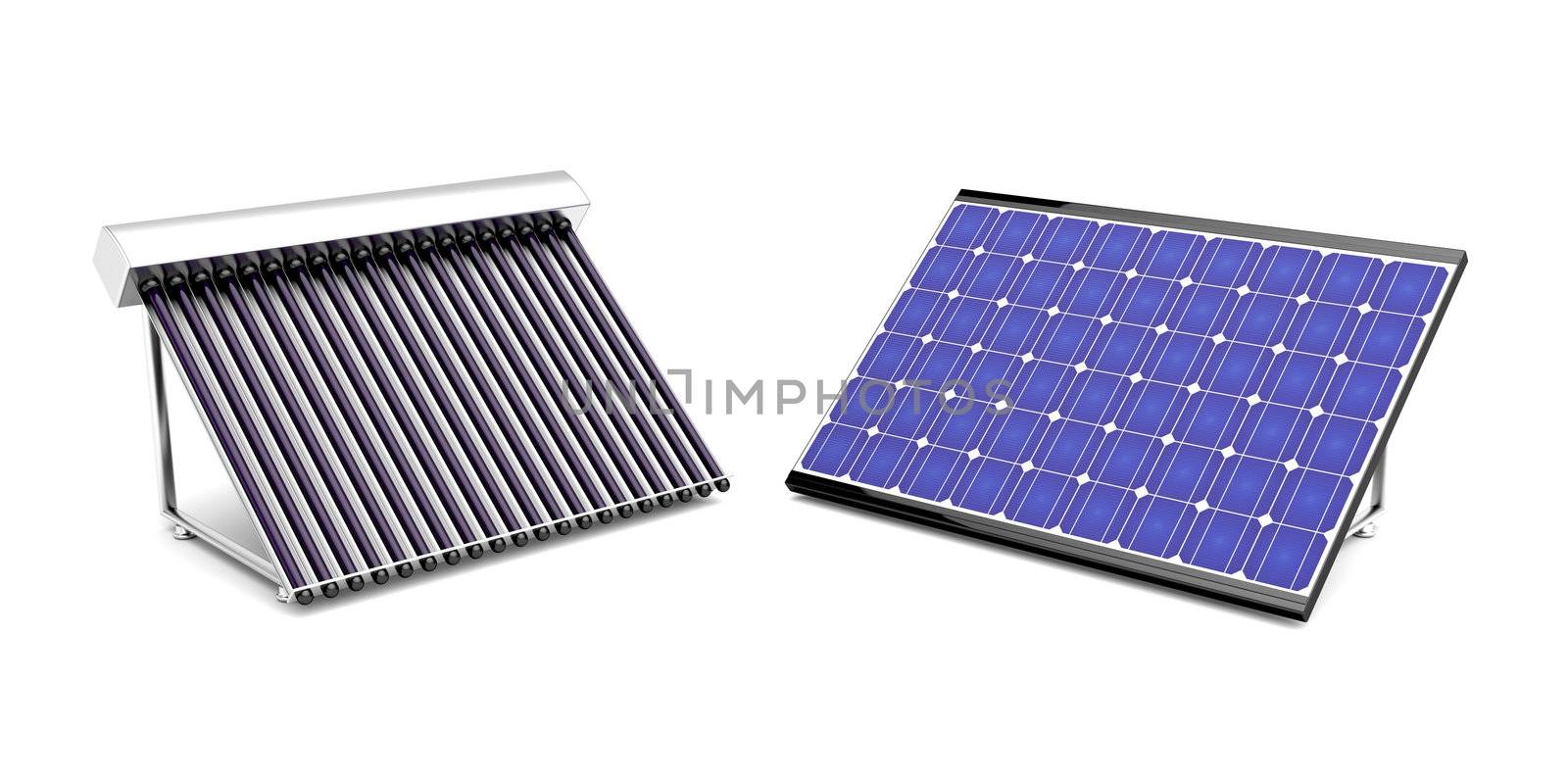 Solar water heater and solar panel for electricity