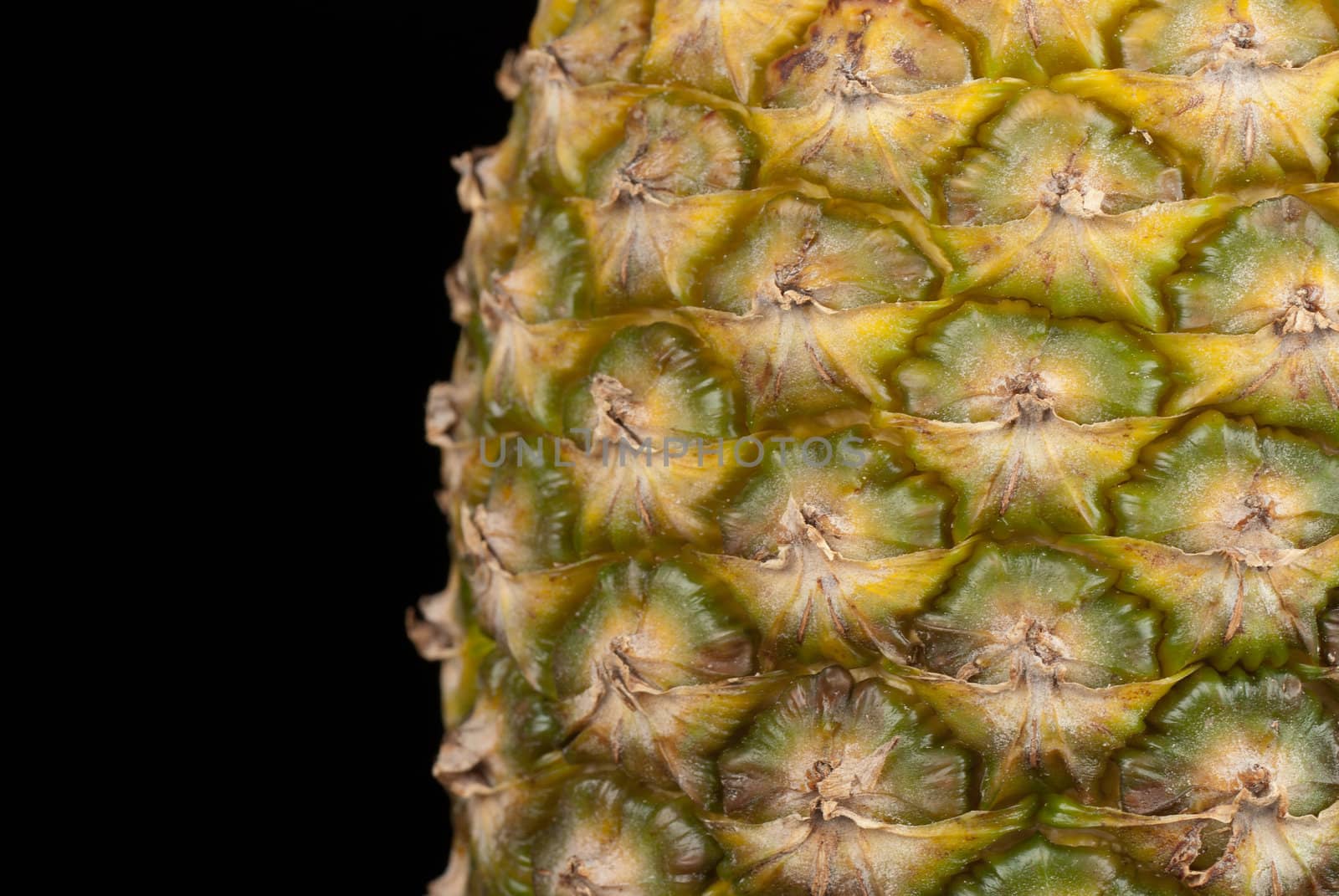 Detail take of pineapple skin texture, copy space available