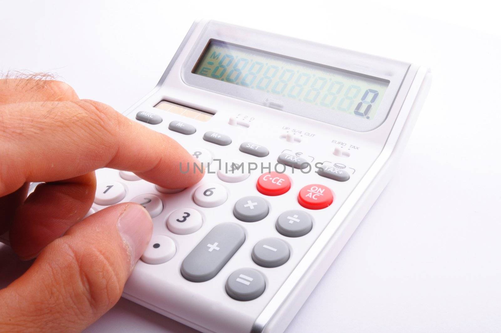 accounting concept with calculator and pen in business office