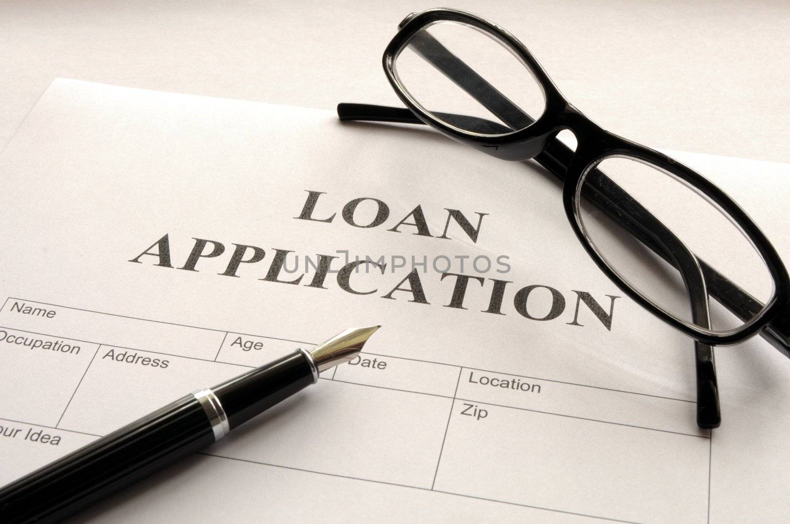 loan application form or document in bank office showing finance concept